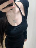 Rongde Velvet Pure Autumn And Winter Pure Lust Wind Fake Two Hanging Neck Repair Slimming Waist Sweet Hot Girl On The Long Sleeve