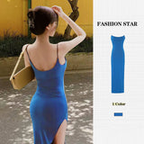 Sexy Sleeveless Sling Dress Women Summer Fashion Pure Hottie Seaside Vacation Slimming Dress