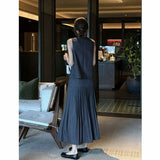 Xia Island Organ's Ten Steam High-Temperature Pressure Folds! Sleeveless Vest Organ Folded Skirt Suit Temperament Two Sets