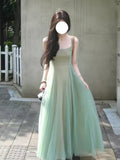Gentle Wind Green Mesh Sling Skirt Two Sets Of Spring And Summer New Kaqi Inside The Body Temperament A Word Long Skirt
