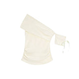 Fashion Pink Temperament Out-Shoulder Short-Sleeved T-Shirt Girl Spring New Slim Lean Shoulder Inside The Sexy Blouse Tide