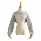 Black And White Hooded Long-Sleeved Jacket Short Autumn Women's New Design Sense Niche Hairy Irregular Tops