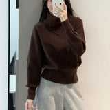 KANING Korean Irregular Collar Thicken Knitted Shirt 2026 Autumn And Winter New Design Sense Lazy Jacket Sweater