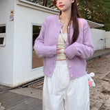 KANING Gentle Wind Candy Color Knitted Cardigan Women 2026 Autumn New Soft Slim Blouse Outside