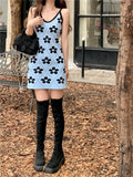 Vintage Flower Sling Knitted Dress Summer Women's New Design Small Skirt Waist A Skirt