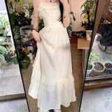 Gentle Wind Small A Word Long Dress Summer 2025 New French Fairy Little White Dress Hanging Dress