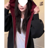 Hidden Pocket Sweater Men And Women 2026 Early Spring Heavy Hit Color Double Zipper Design Feeling Couple Coat