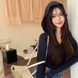 Fashion Sexy Hottie Hooded Long-Sleeved T-Shirt Women's Spring New Slimming Stacked Tops