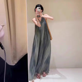 French Holiday Wind Faints With Open Shoulder V-Necked Dress Senior Sense Girl Summer This Year Popular Loose Long Dress
