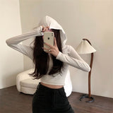Purely Sexy Hottie Hooded Long-Sleeved T-Shirt Girl Autumn And Winter New Slimming Inside And Outside To Wear A Niche Blouse Tide