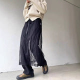 2025 New Women's Lace Mesh Dress Spring And Autumn Dress Folded With Medium And Long Skirts With Half-Body Skirt