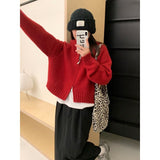 Kaning Hooded Double Zipper Sweater Coat Women Autumn And Winter Lazy Wind Niche Design Short Knitted Open Shirt Woman