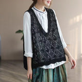 Spring And Summer Autumn Women Hollow Vest Women's Literature And Art Retro Knitted Ocean Outside Loose Large-Size Vest Chantling Shoulder Coat