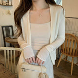 Korean Pure Color Gentle Knitted Shirt Women's Summer Cardigan Sunscreen Thin Leisure Long Sleeves With Small Top Coat