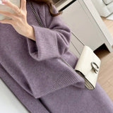 KANING Fashion Sweater Knitted Dress Two-Fash 2026 Autumn New Purple Jersey Sweater Knitted Set For Women