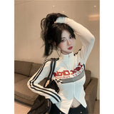 Sweet And Cool Sexy Hottie Style Collar Shoulder Long-Sleeved T-Shirt Girl Autumn And Winter New Slimming Inside And Outside To Put On Clothes