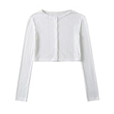 Summer Buckle Thin Coat Round Neck Long Sleeve Open Shirt Short Coat Sunscreen Air Conditioning Fashion Thin