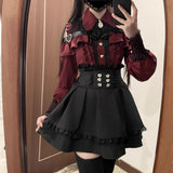 2026 Spring And Autumn New Sweetheart Encounter Dark Production Of Young Girl Shoulder Shirt + High Waist Half Skirt Two Sets