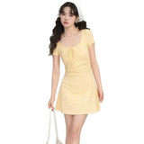 2025 New Pure Lusty Flowers Sweet Repair Summer Temperament Dress Summer Lace Side Skirt