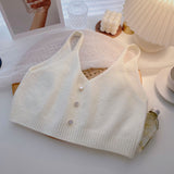 KANING Korean Version Of Sling Knitted Vest 2026 Autumn New V-Neck Vest Folded Knitted Shirt