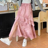 Summer Fainting Lotus Leaf Side Half Dress Korean Version Of Casual Wind Tight Waist A Word Irregular Open Fork Long Skirt