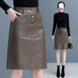 Half-Dress Women's Autumn And Winter 2025 New Korean Version Of The Thin A-Word Bag Hip Skirt High-Waist PU Small Leather Skirt Short Skirt