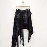 The Essence Of Falling Wasteland Wind Spliced Lotus Edge Mesh Elastic Rivet Design Irregular Skirt