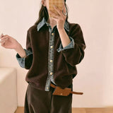 2026 New Net Red The Same Girl Knitting Two Splicing Tops Fashion Cardigan