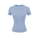 Summer Shoulder Ant Waist T-Shirt Thread Solid Color Foundation Repair Bottom Wide Edge Round Neck Bottom