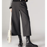 Specialty Quality Warm Eight-Point Broad Leg Pants 2026 Winter New Fashion Plus Thick Hairy Slacks Women's Pants
