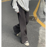KANING Crotch Knitted Broad-Legged Trousers Women 2026 Autumn And Winter High Waist Hanging Mop Lengthened Leisure Straight Pants