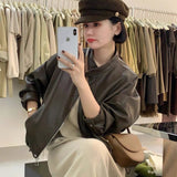 Curry Leather Coat Women's Leather Jacket 2025 New Hong Kong Style Short Locomotive This Year Popular Fashion Retro