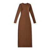Round Collar Dress Spring New Hot Girl Tight Long Sleeve Cover Long Bottom Dress With The Ass