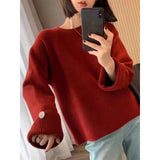 Kaning Loose Soft Slimy New Year Red Sweater Woman 2026 Autumn And Winter Lazy Wind Long Sleeves Wearing Knitted Shirt