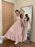 Pink Suspension Dress Women's Summer 2026 New Shed Waist Dress Small French Gentle Wind A-Word Long Dress