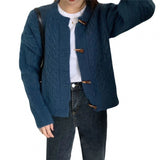 Horn Buckle Short Jersey Sweater Autumn And Winter New Knitted Cardigan Jacket Round Neck Solid Knitted Shirt Woman