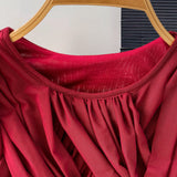 Design Pressure Folded Waist Thin Temperament Light Style Women's Spring New French Dress Long Folded Dress