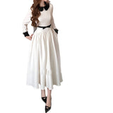 Ao Daili Classic Split Line Hepburn Dress Colored Doll Collar Bows Slim A Dress Autumn 2025