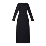 Round Collar Dress Spring New Hot Girl Tight Long Sleeve Cover Long Bottom Dress With The Ass