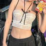 Summer Hottie Sexy Hollow Net Yarn Hanging Neck Sling Vest Women's Design Sense Slimming Top
