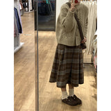 Add Thick Hair, Lattice Half-Dress Women Autumn And Winter Retro College Style Small Man Covering Across The Thin A-Word Long Skirt