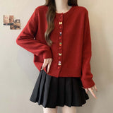 KANING Round-Neck Sweet Button Knitted Cardigan 2026 Autumn New Loose Premium Sweater Top Woman