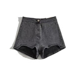 Irregular High-Waisted Denim Shorts Babes Long Leg Tight-Puffed-Girls Hot-Pants Women's-Sighting-Sighting-Sighting Women's-Puffed Slacks Summer