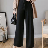 Thick Knitted Wide Leg Pants Women Autumn And Winter High Waist 2026 Loose Vertical Trousers Long Pants Smoke Pipe Pants Women
