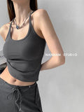 Ins Sexy Pure Desire Low-Chest Short Sling Vest Female Summer Hottie Retro Fashion Set Bottom Top Female T-Tide