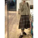 Add Thick Hair, Lattice Half-Dress Women Autumn And Winter Retro College Style Small Man Covering Across The Thin A-Word Long Skirt