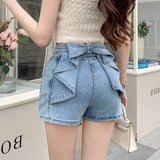 Purely Windy 3D Bow Denim Shorts In The Summer Of 2025 New Design Sense Small Straight Trousers