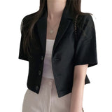 Korean Version Of The Solid Color Short-Sleeved Cotton T-Shirt Woman 2026 Spring And Summer New Leisure Temperament Short Suit Jacket