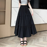 2025 New Summer Gentle Wind Bow Spliced Sweet White Dress Small One-Child Cake Long Skirt