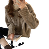 Soft Glutinous Velvet Coarse Stitched Single Buckle 2026 Gentle Wind New Knitted Retro Cardigan Sweater Women's Coat